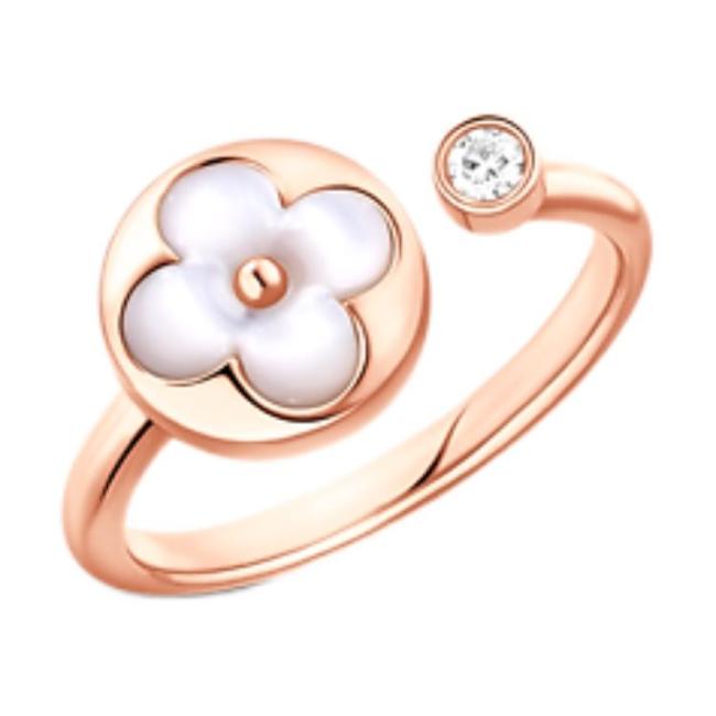LOUIS VUITTON Color Blossom Mini Sun Ring Pink Gold White Mother Of Pearl And Diamond 