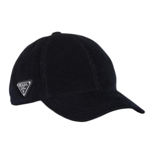 Prada triangle-logo corduroy cap