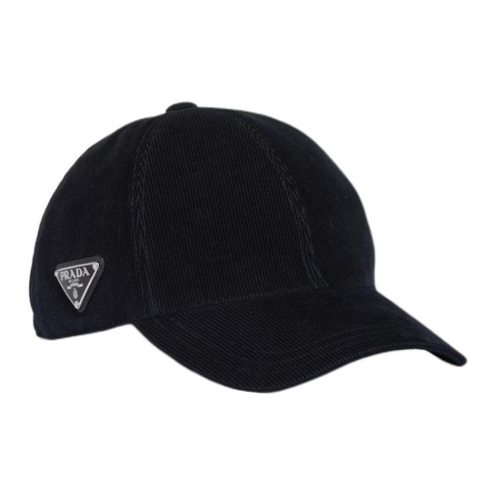 Prada triangle-logo corduroy cap