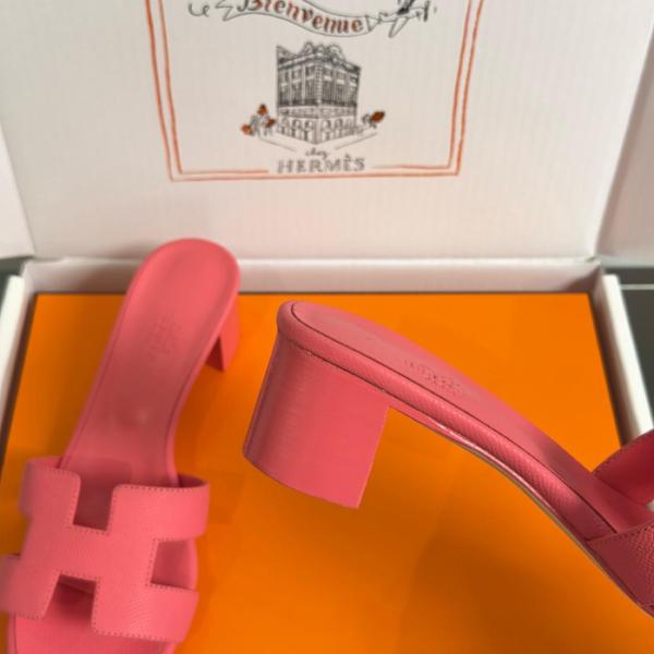 HERMES Oasis Slide Slippers 5cm Women's Red