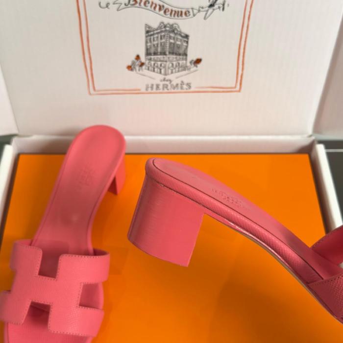HERMES Oasis Slide Slippers 5cm Women's Red