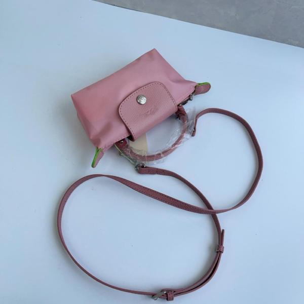 LONGCHAMP Le Pliage Green Cow Leather Trim Dumpling Bag Handbag Small Women's Pink 34175919P75 size L17.02cm W5.59cm H10.92cm