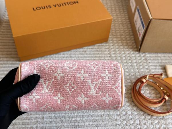 LOUIS VUITTON Nano Speedy Denim Jacquard Pink M81213 size L16cm W7.5cm H10cm