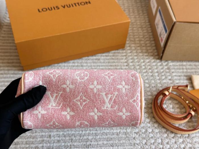 LOUIS VUITTON Nano Speedy Denim Jacquard Pink M81213 size L16cm W7.5cm H10cm