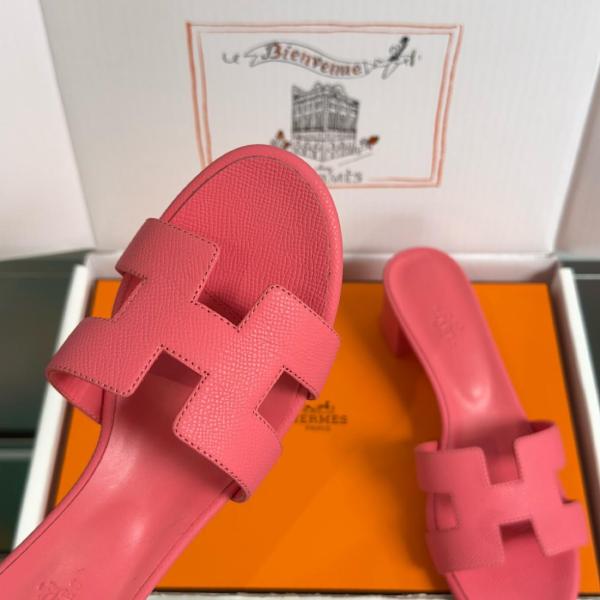 HERMES Oasis Slide Slippers 5cm Women's Red