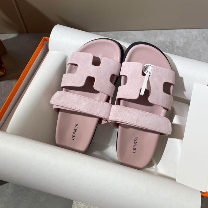 HERMES Chypre Minimalist Fashion Slide Slippers Women's Pink