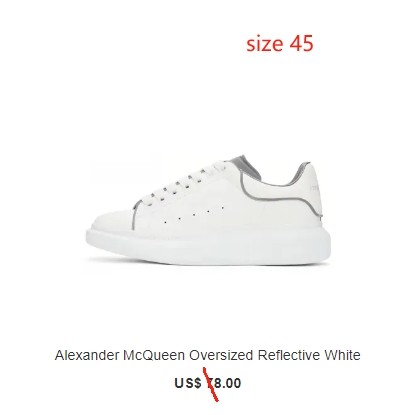 Special offer goods Alexander McQueen Oversized Reflective White 45