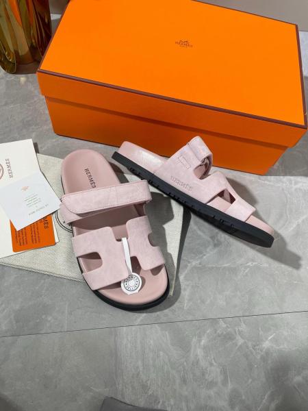 HERMES Chypre Minimalist Fashion Slide Slippers Women's Pink