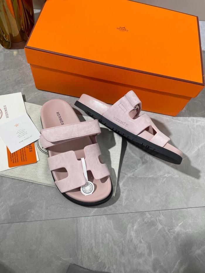 HERMES Chypre Minimalist Fashion Slide Slippers Women's Pink