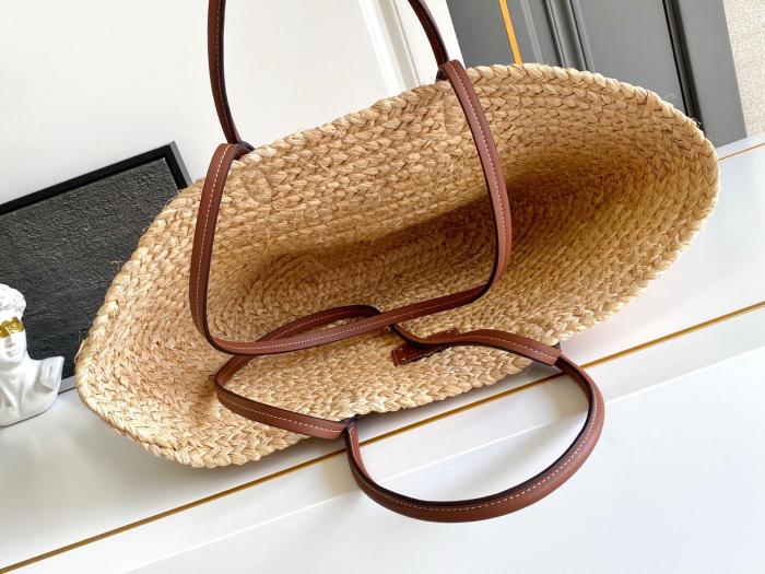 PRADA Raffia With Leather One Shoulder Handbag Large Women's Natural Cognac 1BG470_2CXQ_F0A5T_V_GOO size L25cm W15cm H25cm