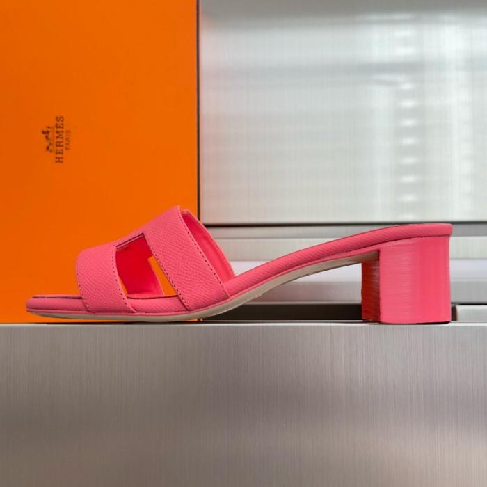 HERMES Oasis Slide Slippers 5cm Women's Red