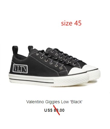 Special offer goods Valentino Giggies Low 'Black' size 45