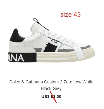 Special offer goods Dolce & Gabbana Custom 2.Zero Low White Black Grey size 45