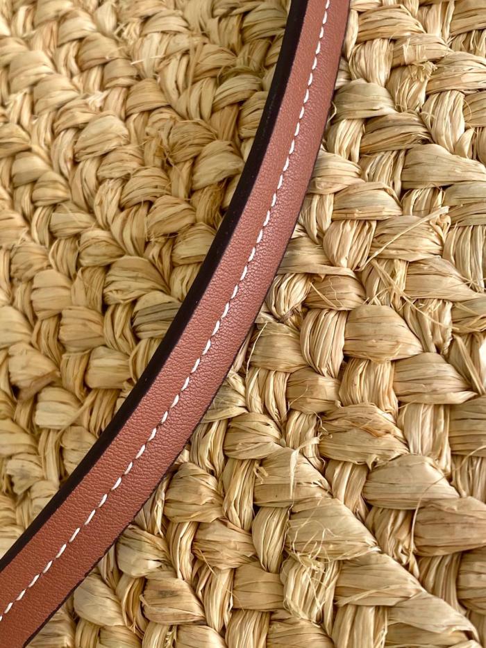 PRADA Raffia With Leather One Shoulder Handbag Large Women's Natural Cognac 1BG470_2CXQ_F0A5T_V_GOO size L25cm W15cm H25cm