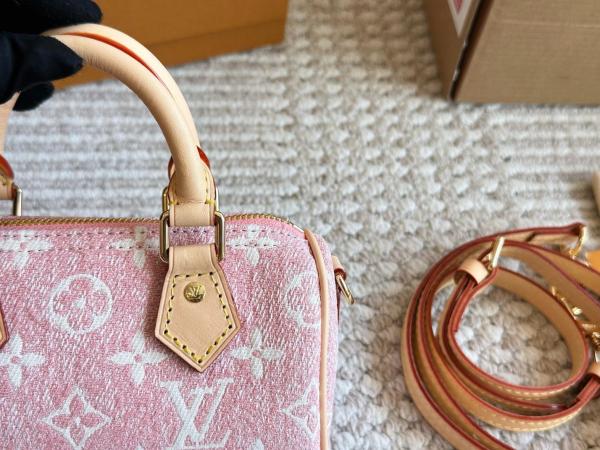LOUIS VUITTON Nano Speedy Denim Jacquard Pink M81213 size L16cm W7.5cm H10cm