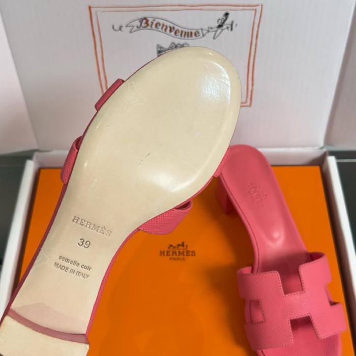HERMES Oasis Slide Slippers 5cm Women's Red