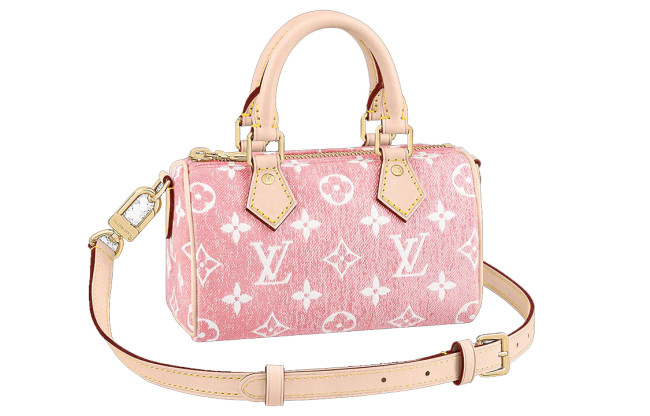 LOUIS VUITTON Nano Speedy Denim Jacquard Pink M81213 size L16cm W7.5cm H10cm