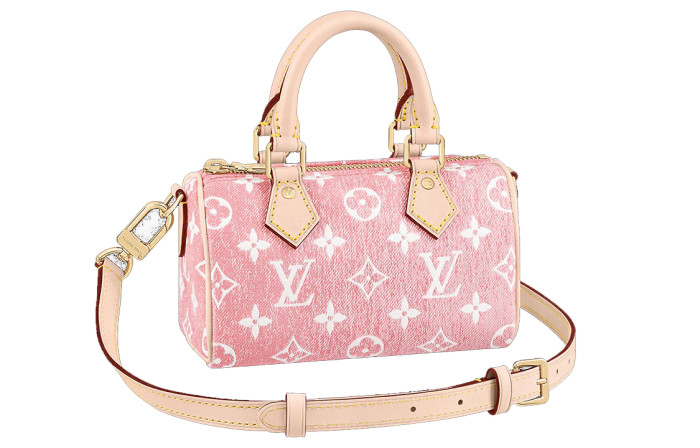 LOUIS VUITTON Nano Speedy Denim Jacquard Pink M81213 size L16cm W7.5cm H10cm