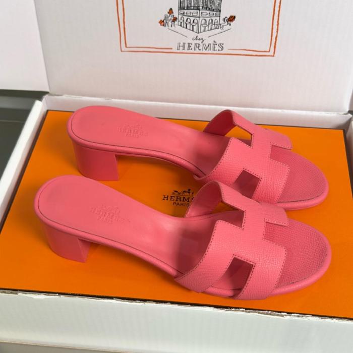 HERMES Oasis Slide Slippers 5cm Women's Red