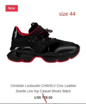 Special offer goods Christian Louboutin CHRISLV Cow Leather Suede Low top Casual Shoes Black size 44
