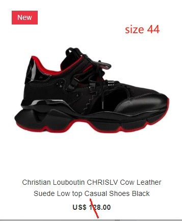 Special offer goods Christian Louboutin CHRISLV Cow Leather Suede Low top Casual Shoes Black size 44