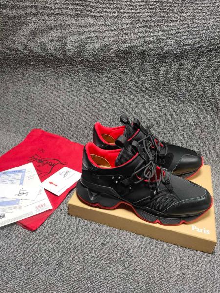 Christian Louboutin CHRISLV Cow Leather Suede Low top Casual Shoes Black