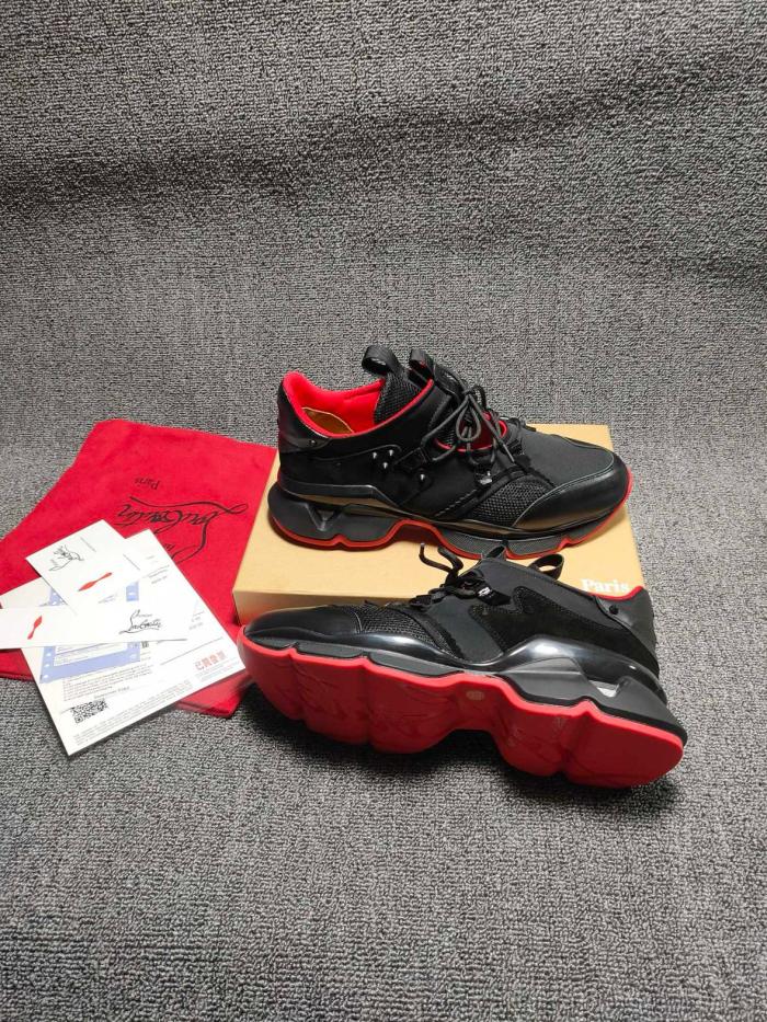 Christian Louboutin CHRISLV Cow Leather Suede Low top Casual Shoes Black