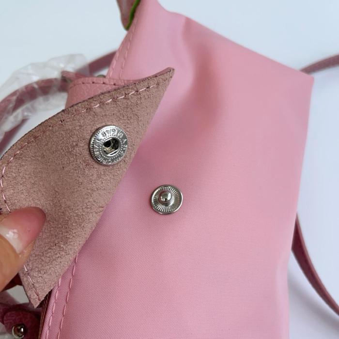 LONGCHAMP Le Pliage Green Cow Leather Trim Dumpling Bag Handbag Small Women's Pink 34175919P75 size L17.02cm W5.59cm H10.92cm