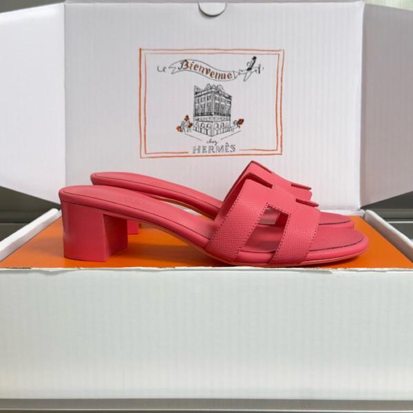 HERMES Oasis Slide Slippers 5cm Women's Red