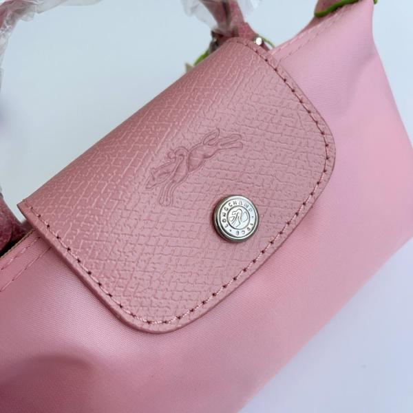 LONGCHAMP Le Pliage Green Cow Leather Trim Dumpling Bag Handbag Small Women's Pink 34175919P75 size L17.02cm W5.59cm H10.92cm