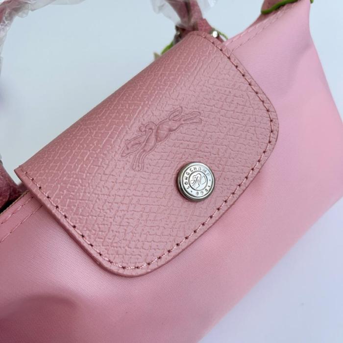 LONGCHAMP Le Pliage Green Cow Leather Trim Dumpling Bag Handbag Small Women's Pink 34175919P75 size L17.02cm W5.59cm H10.92cm
