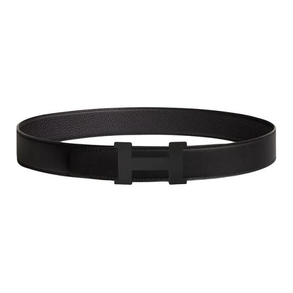 HERMES Constance Calfskin Leather Belts Men's Width 3.8cm