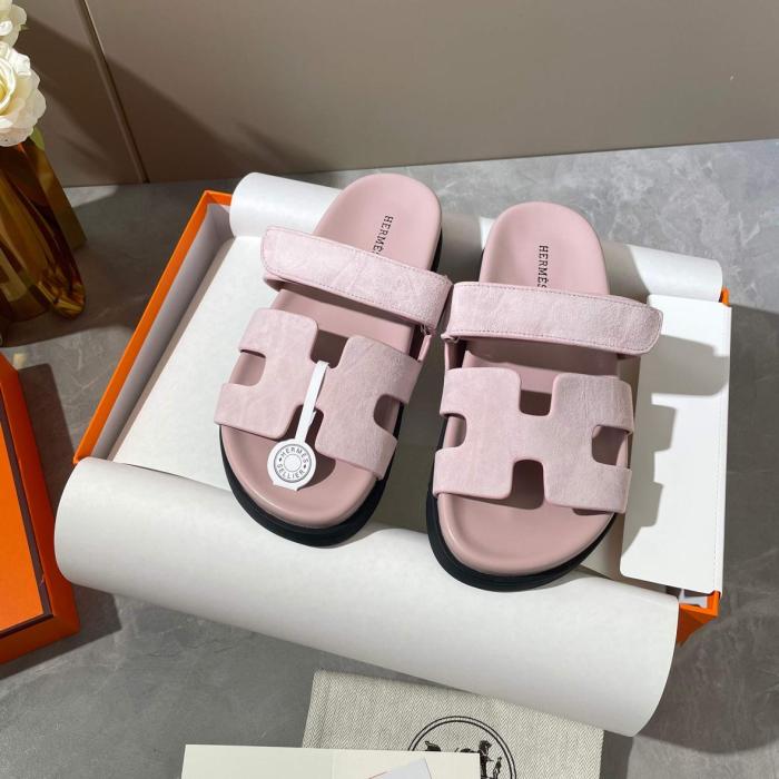HERMES Chypre Minimalist Fashion Slide Slippers Women's Pink