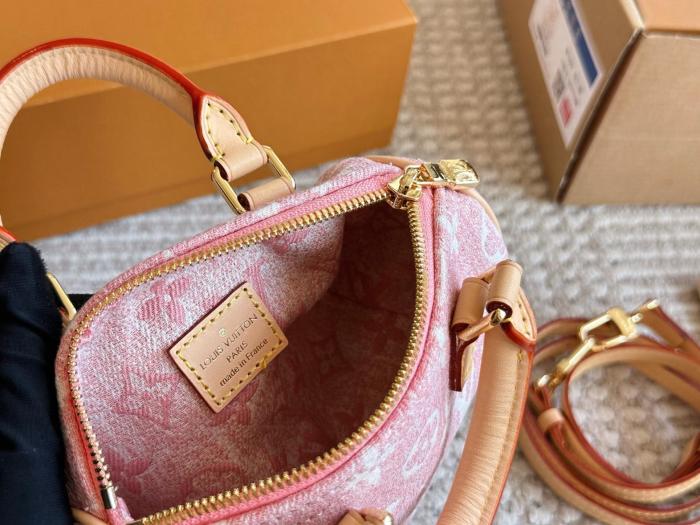 LOUIS VUITTON Nano Speedy Denim Jacquard Pink M81213 size L16cm W7.5cm H10cm