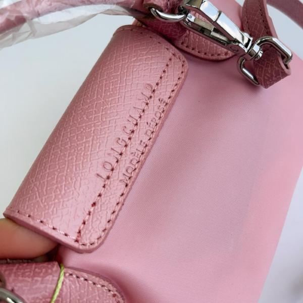 LONGCHAMP Le Pliage Green Cow Leather Trim Dumpling Bag Handbag Small Women's Pink 34175919P75 size L17.02cm W5.59cm H10.92cm