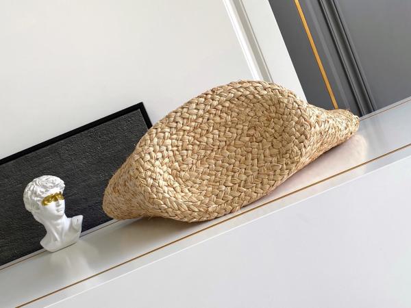 PRADA Raffia One Shoulder Handbag Large Women's Tan & White 1BG470_2CXQ_F0N86 size L25cm W15cm H25cm