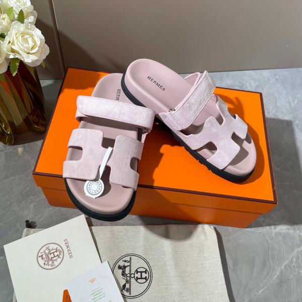 HERMES Chypre Minimalist Fashion Slide Slippers Women's Pink