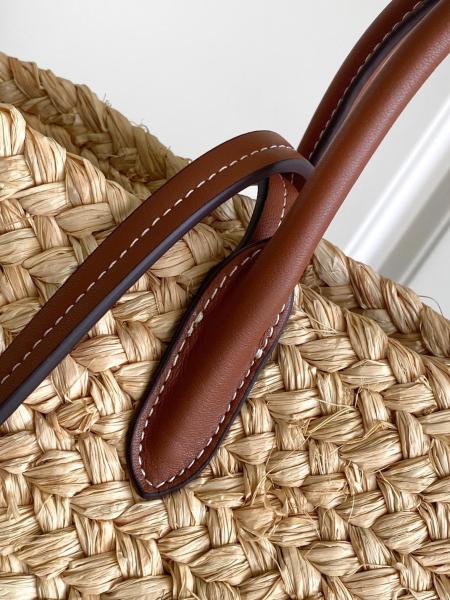 PRADA Raffia With Leather One Shoulder Handbag Large Women's Natural Cognac 1BG470_2CXQ_F0A5T_V_GOO size L25cm W15cm H25cm