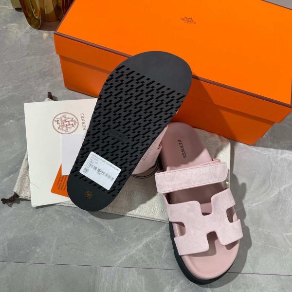 HERMES Chypre Minimalist Fashion Slide Slippers Women's Pink