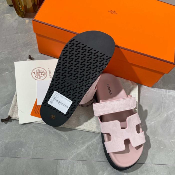HERMES Chypre Minimalist Fashion Slide Slippers Women's Pink