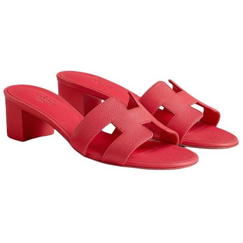 HERMES Oasis Slide Slippers 5cm Women's Red