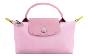 LONGCHAMP Le Pliage Green Cow Leather Trim Dumpling Bag Handbag Small Women's Pink 34175919P75 size L17.02cm W5.59cm H10.92cm