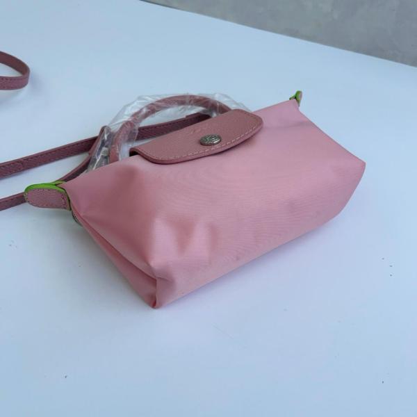 LONGCHAMP Le Pliage Green Cow Leather Trim Dumpling Bag Handbag Small Women's Pink 34175919P75 size L17.02cm W5.59cm H10.92cm