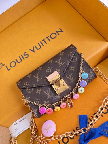 LOUIS VUITTON Monogram Coated Canvas & Metal Fanny Pack Women's Brown M4588Z size L13.5cm H8cm