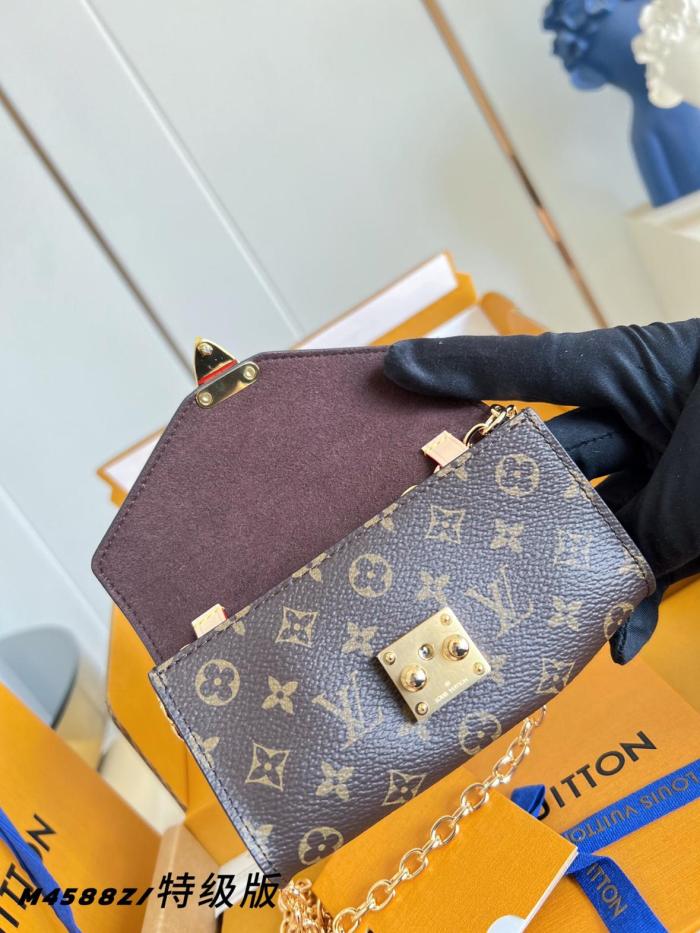 LOUIS VUITTON Monogram Coated Canvas & Metal Fanny Pack Women's Brown M4588Z size L13.5cm H8cm