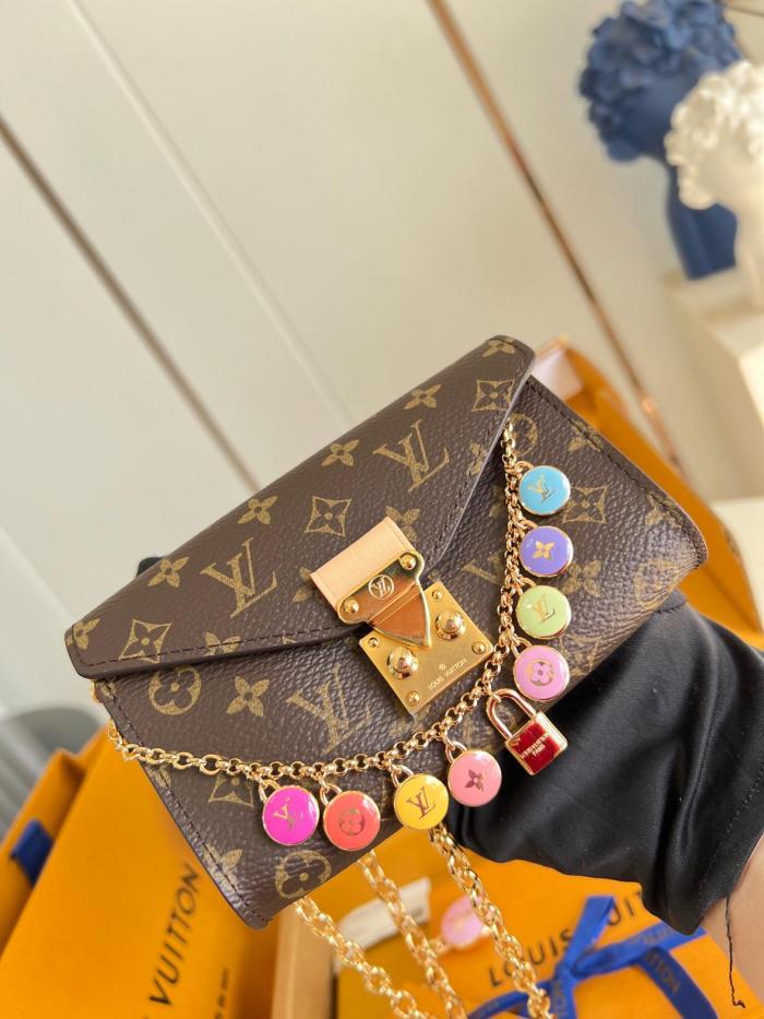LOUIS VUITTON Monogram Coated Canvas & Metal Fanny Pack Women's Brown M4588Z size L13.5cm H8cm