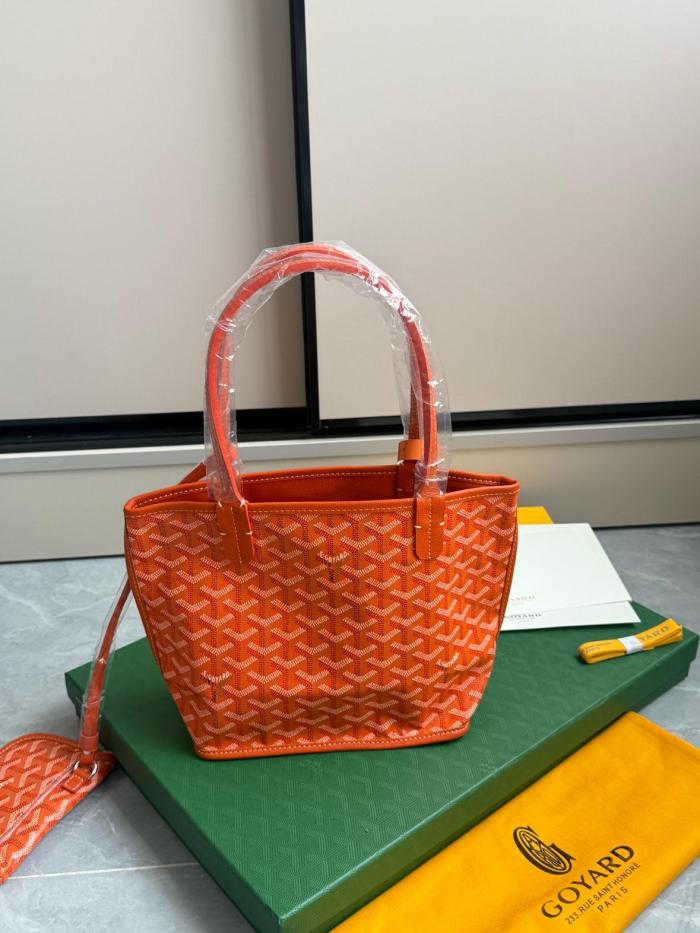 GOYARD Anjou PVC With Cow Leather Tote Bag, Shopping Bag, Handbag Mini Women's Orange ANJOUSMINCG07TYP size L20cm W10cm H20cm