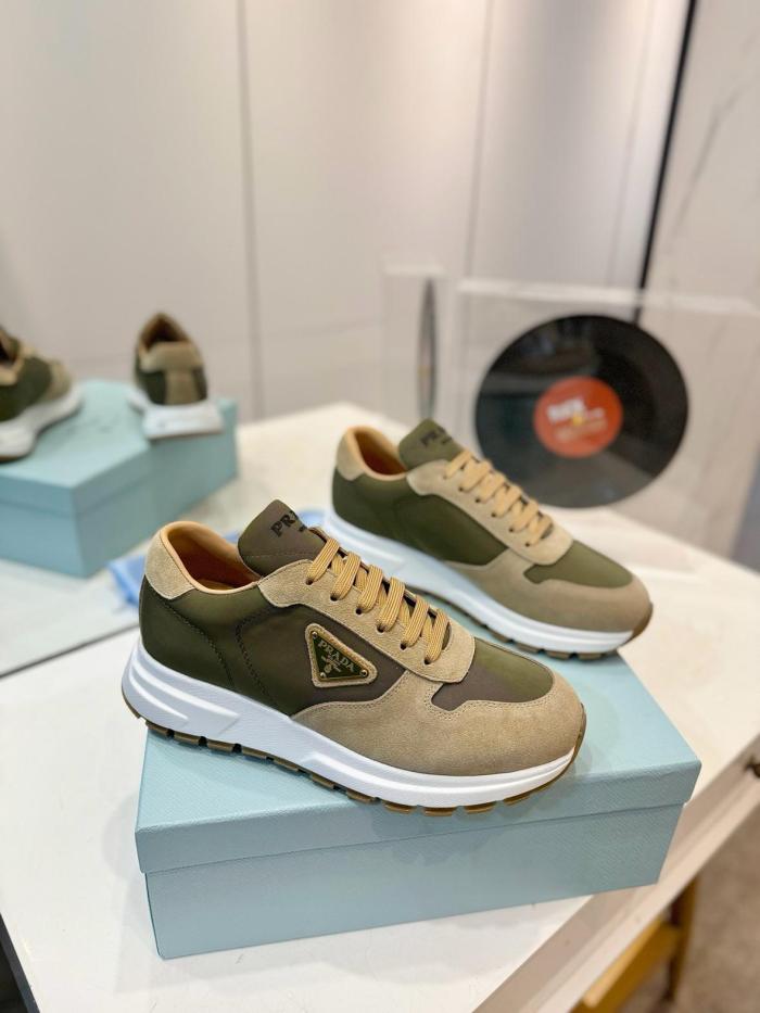 PRADA PRAX 1 Suede Low top Casual Shoes Men's Beige Green