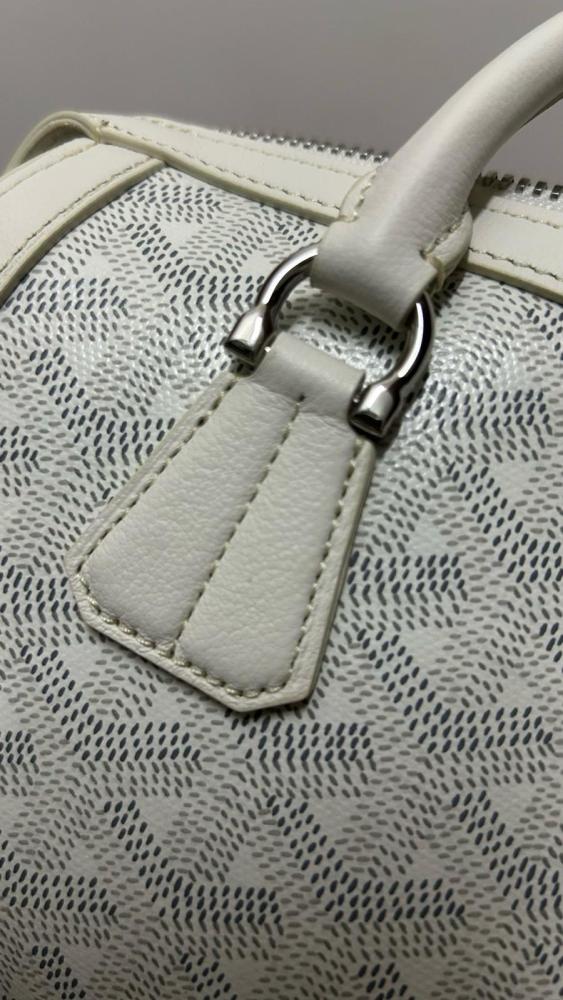 GOYARD Goyardine Canvas With Chevroches Calfskin Baguette Bag Shoulder Bag Women's White BONBONPMLTY-50CL50P size L30cm W10.5cm H12cm