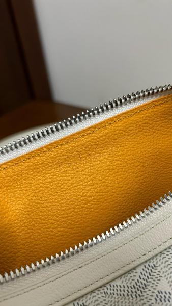 GOYARD Goyardine Canvas With Chevroches Calfskin Baguette Bag Shoulder Bag Women's White BONBONPMLTY-50CL50P size L30cm W10.5cm H12cm